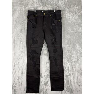 Argonaut Mens Black Ultra Slim Ripped Moto Jeans Size 32x32